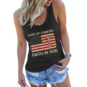Love Of Country Faith In God Funny 4Th Of July Christian Women Flowy Tank - Monsterry DE