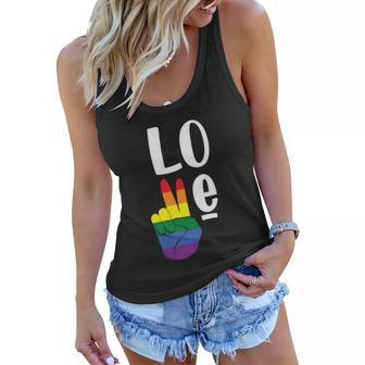 Love Peace Lgbt Gay Pride Lesbian Bisexual Ally Quote Women Flowy Tank - Monsterry DE