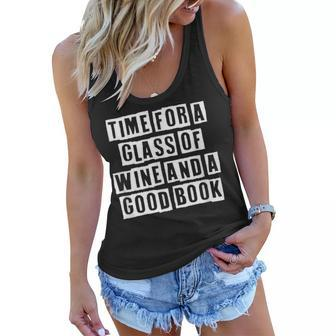 Lovely Funny Cool Sarcastic Time For A Glass Of Wine And A Women Flowy Tank - Thegiftio UK