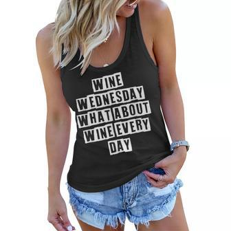 Lovely Funny Cool Sarcastic Wine Wednesday What About Wine Women Flowy Tank - Thegiftio UK