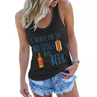 M Just Here For The Hot Dogs And Beer Funny Hot Dog Quote Graphic Design Printed Casual Daily Basic Women Flowy Tank - Thegiftio UK