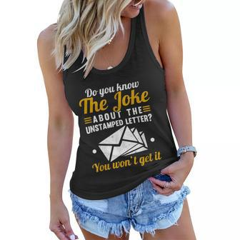 Mail Carrier Joke Unstamped Letter Postal Worker Mailman Graphic Design Printed Casual Daily Basic Women Flowy Tank - Thegiftio UK