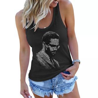 Malcolm X Black And White Portrait Women Flowy Tank - Monsterry