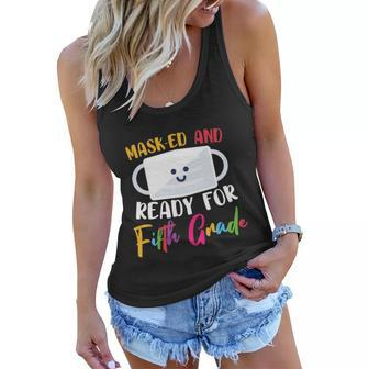 Masked And Ready For 5Th Grade Back To School First Day Of School Women Flowy Tank - Monsterry DE