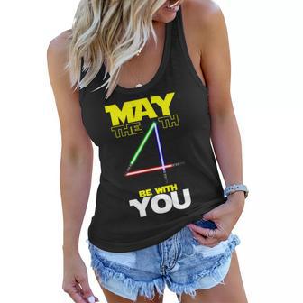 May The 4Th Be With You Lightsaber Tshirt Women Flowy Tank - Monsterry