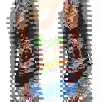 Mele Kalikimaka Flamingo On Beach Christmas Merry In July Women Flowy Tank - Thegiftio