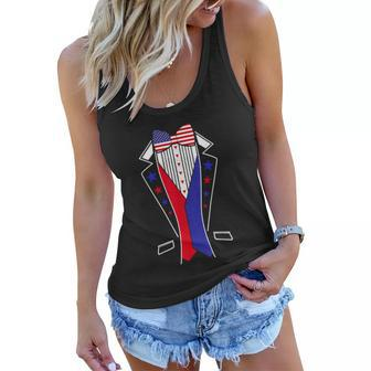 Mens 4Th Of July Tuxedo Costume Bow Tie American Flag Usa Women Flowy Tank - Monsterry UK