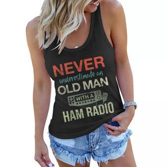 Mens Old Man With A Ham Radio Antenna Ham Radio Operator Women Flowy Tank - Monsterry AU