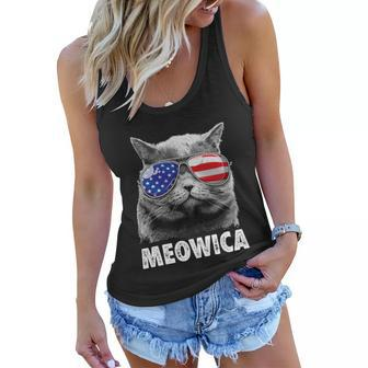 Meowica Cat 4Th Of July Merica Men Women Usa American Flag Women Flowy Tank - Monsterry DE