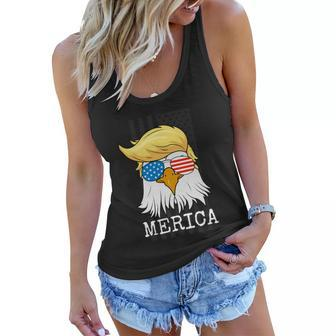 Merica Bald Eagle 4Th Of July Trump American Flag Funny Gift Women Flowy Tank - Monsterry