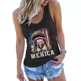 Merica Eagle Mullet 4Th Of July American Flag Stars Stripes Women Flowy Tank - Monsterry
