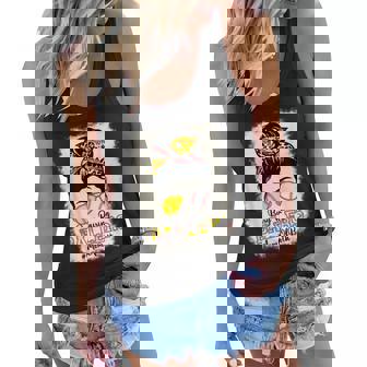 Messy Bun Mom Of Both Baseball Softball Busy Raising Ballers V3 Women Flowy Tank - Thegiftio