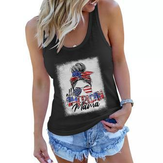 Messy Bun Patriotic Shirt | All American Mama 4Th Of July Women Flowy Tank - Monsterry AU