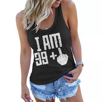Middle Finger 40Th Birthday Funny Tshirt Women Flowy Tank - Monsterry