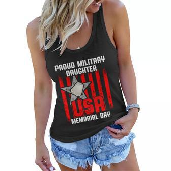Military Daughter Freedom Memorial Day Funny Gift Women Flowy Tank - Monsterry DE
