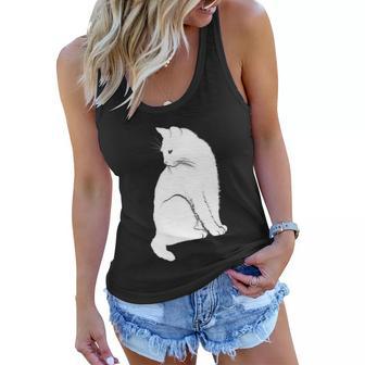 Minimalist Cute Black Cat Owner Feline Art Kitten Lover Gift Women Flowy Tank - Thegiftio UK