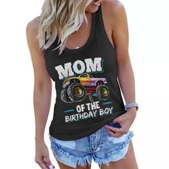 Mom Of The Birthday Boy Monster Truck Birthday Novelty Gift Women Flowy Tank - Monsterry