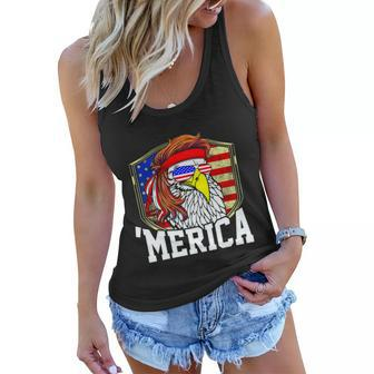 Mullet Eagle Bald Eagle Funny 4Th Of July Redneck ‘Merica Cute Gift Women Flowy Tank - Monsterry UK
