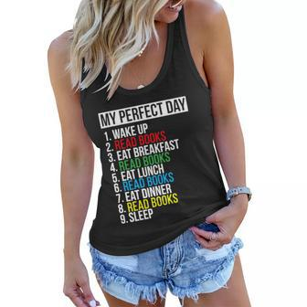 My Perfect Day Read Books Funny Reading Book Gift Graphic Design Printed Casual Daily Basic Women Flowy Tank - Thegiftio UK