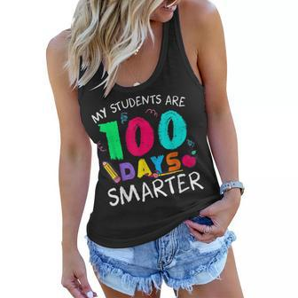 My Students Are 100 Days Smarter Happy Teacher School Women Flowy Tank - Thegiftio UK