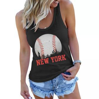 New York Skyline Baseball Sports Fan Women Flowy Tank - Monsterry DE