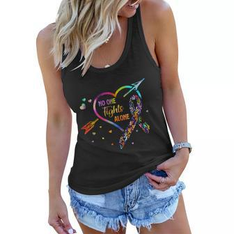 No One Fight Alone Arrow Heart Fight Cancer Ribbon Meaningful Gift Women Flowy Tank - Monsterry