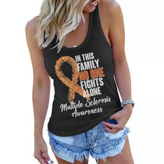 No One Fights Alone Multiple Sclerosis Awareness Tshirt Women Flowy Tank - Monsterry