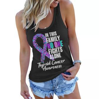 No One Fights Alone Thyroid Cancer Awareness Tshirt Women Flowy Tank - Monsterry UK