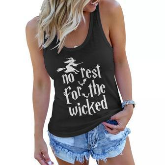 No Rest For The Wicked Halloween Quote Women Flowy Tank - Monsterry