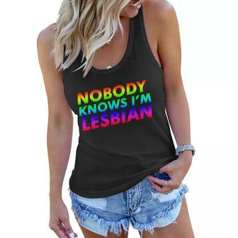 Nobody Knows Im Lesbian Pride Gender Lgbt Cool Gift Graphic Design Printed Casual Daily Basic Women Flowy Tank - Thegiftio UK