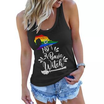 Not A Basic Witch Rainbow Witch Lgbt Halloween Lesbian Pride Women Flowy Tank - Seseable