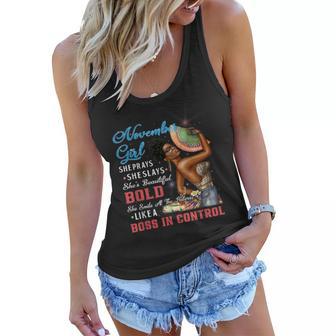 November Girl Scorpio Birthday Gift Melanin Afro Queen Women V2 Women Flowy Tank | Seseable UK
