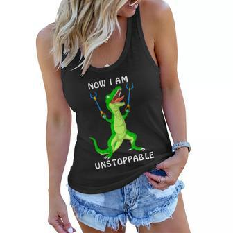 Now I Am Unstoppable Dinosaur Women Flowy Tank - Monsterry