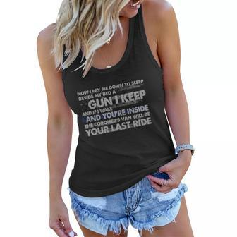 Now I Lay Me Down To Sleep Beside My Bed A Gun I Keep Tshirt Women Flowy Tank - Monsterry