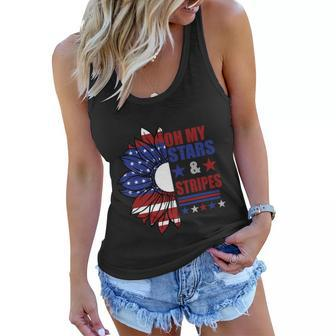 Oh My Stars Stripes Sunflower America Flag 4Th Of July Women Flowy Tank - Monsterry