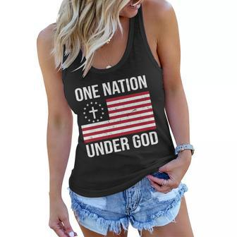 One Nation Under God American Christian Flag Women Flowy Tank - Monsterry DE