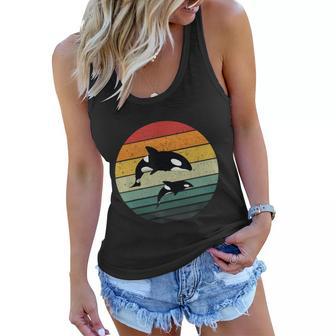 Orca Family Vintage Retro Art Killer Whale Family Tshirt Graphic Design Printed Casual Daily Basic Women Flowy Tank - Thegiftio