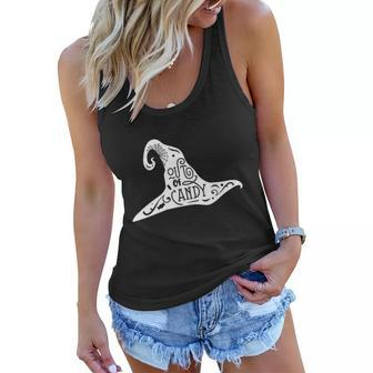 Out Of Candy Witch Hat Funny Halloween Quote Women Flowy Tank - Monsterry