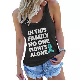 Ovarian Cancer Family Funny Gift Sweater No One Fights Alone Women Flowy Tank - Monsterry