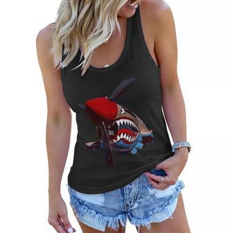 P40 Warhawk Fighter Aircraft Ww2 Airplane Military Women Flowy Tank - Monsterry