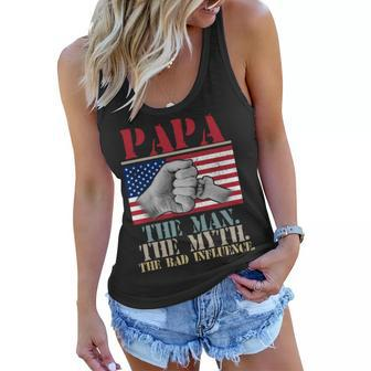 Papa The Man The Myth The Bad Influence Fathers Day T-Shirt Graphic Design Printed Casual Daily Basic Women Flowy Tank - Thegiftio UK