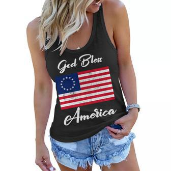 Patriotic Betsy Ross Flag God Bless America Graphic Design Printed Casual Daily Basic Women Flowy Tank - Thegiftio UK