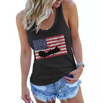 Patriotic Ch47 Chinook Helicopter American Flag Great Gift Women Flowy Tank - Monsterry