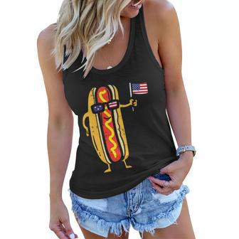 Patriotic Hot Dog American Flag Usa Funny 4Th Of July Fourth Women Flowy Tank - Monsterry UK