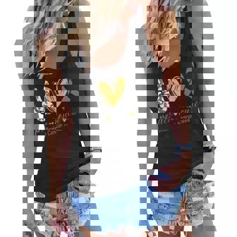 Peace Love Cure Grey Ribbon Brain Cancer Awareness Women Flowy Tank - Thegiftio