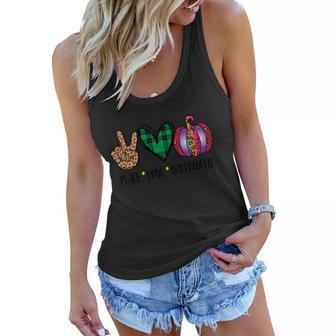 Peace Love Halloween Funny Halloween Quote V2 Women Flowy Tank - Monsterry