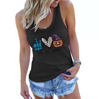 Peace Love Halloween Funny Halloween Quote V3 Women Flowy Tank - Monsterry CA