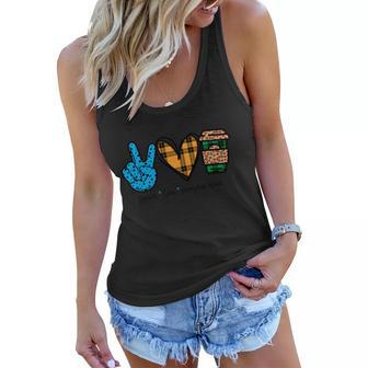 Peace Love Pumpkin Spice Halloween Quote Women Flowy Tank - Monsterry