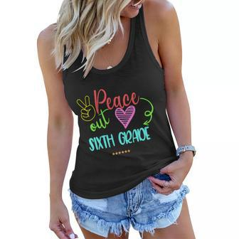 Peace Out Sixth Grade Graphic Plus Size Shirt For Teacher Female Male Students Women Flowy Tank - Monsterry CA
