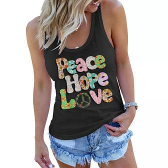 Peace Sign Love 60S 70S Tie Dye Hippie Halloween Costume V3 Women Flowy Tank - Seseable